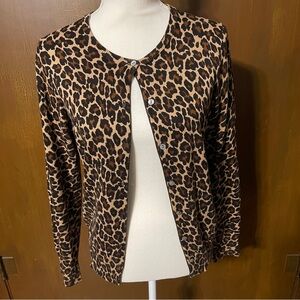 Lands' End Leopard Print Cardigan